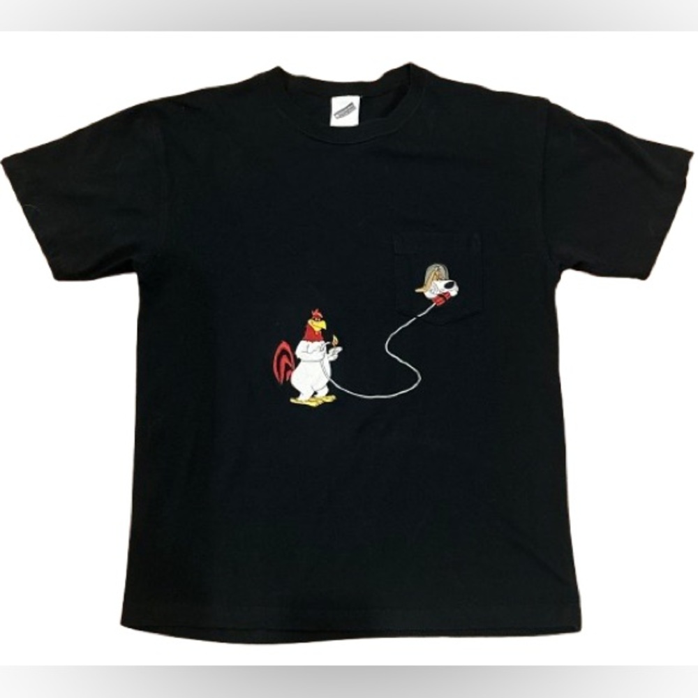 Vintage 2000 Looney Tunes Warner Bros Foghorn Leghorn Black T-Shirt Small